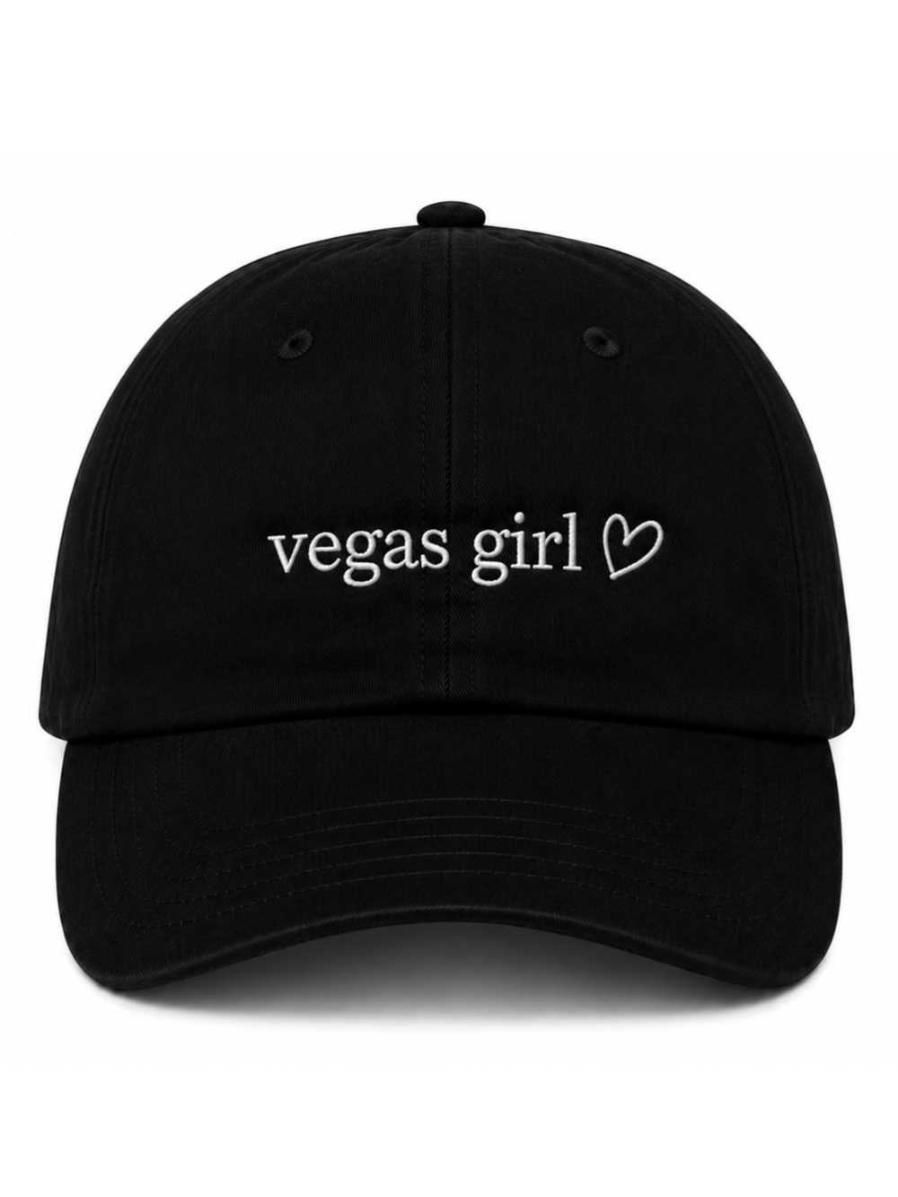 🎰❤️ Vegas Girl Embroidered Black Baseball Cap Adjustable Travel Streetwear Hat
